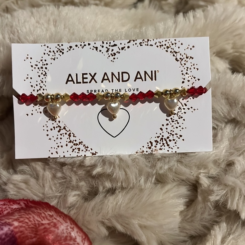 Alex and Ani Pearl hearts stretch bracelet